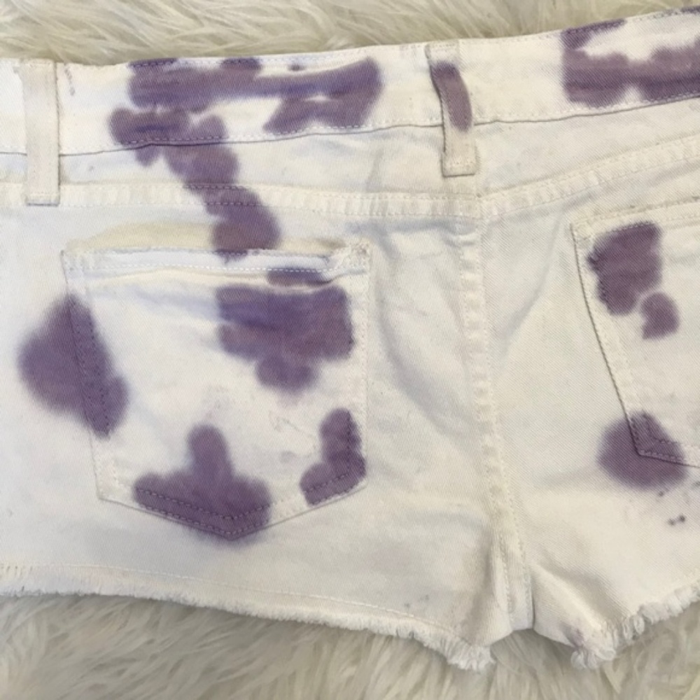 LF Carmar White Purple Tie Dye Cut Off Denim Shorts - New With Tags NWT - Picture 5 of 8